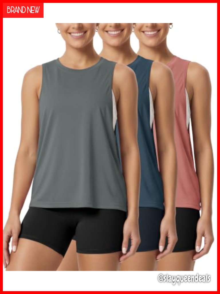 3-Pack Loose Tank Tops Sleeveless Athletic Yoga Shirts For Women